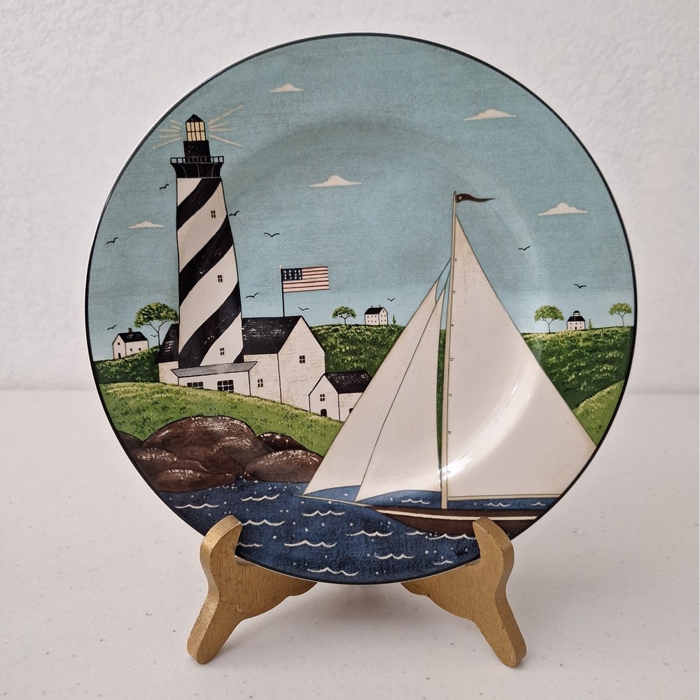 "Coastal Breeze" Warren Kimble 1998, Sakura Decorative Plates Set of 4 Nautical